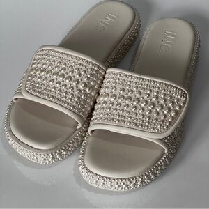 INC International Concepts Cream Woven Slippers